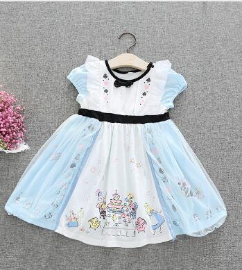 2017 Children’s New Snow White Dress Alice Wonderland Mermaid Baby Girl Dress Size 90-130 Halloween Costumes Girl Party Dress alx