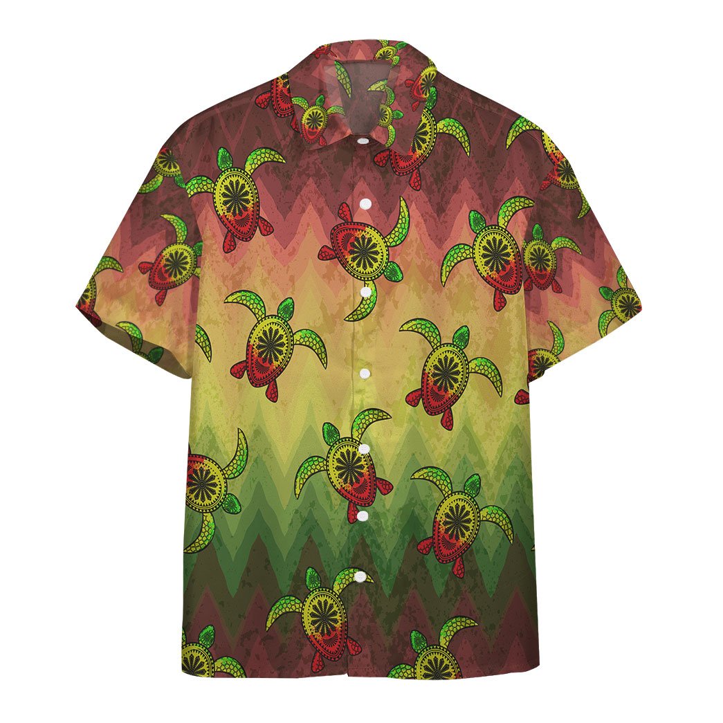 Gearhumans Reggae Turtle Hawaiian Custom Short Sleeve Shirt Ha59635