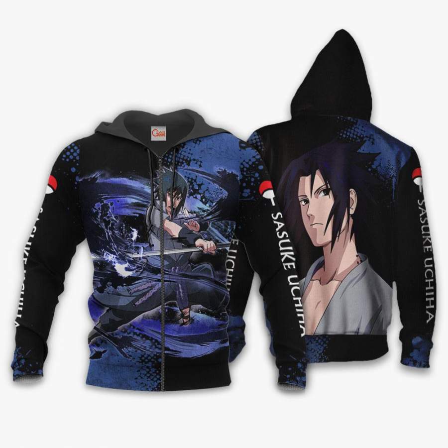 Uchiha Sasuke Hoodie Sweater Naruto Custom Anime Zip Jacket