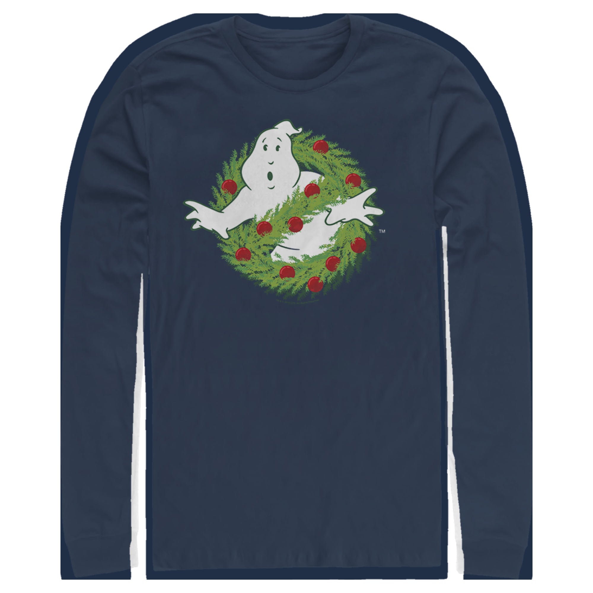 Men’S Ghostbusters Christmas Wreath Logo Long Sleeve Shirt