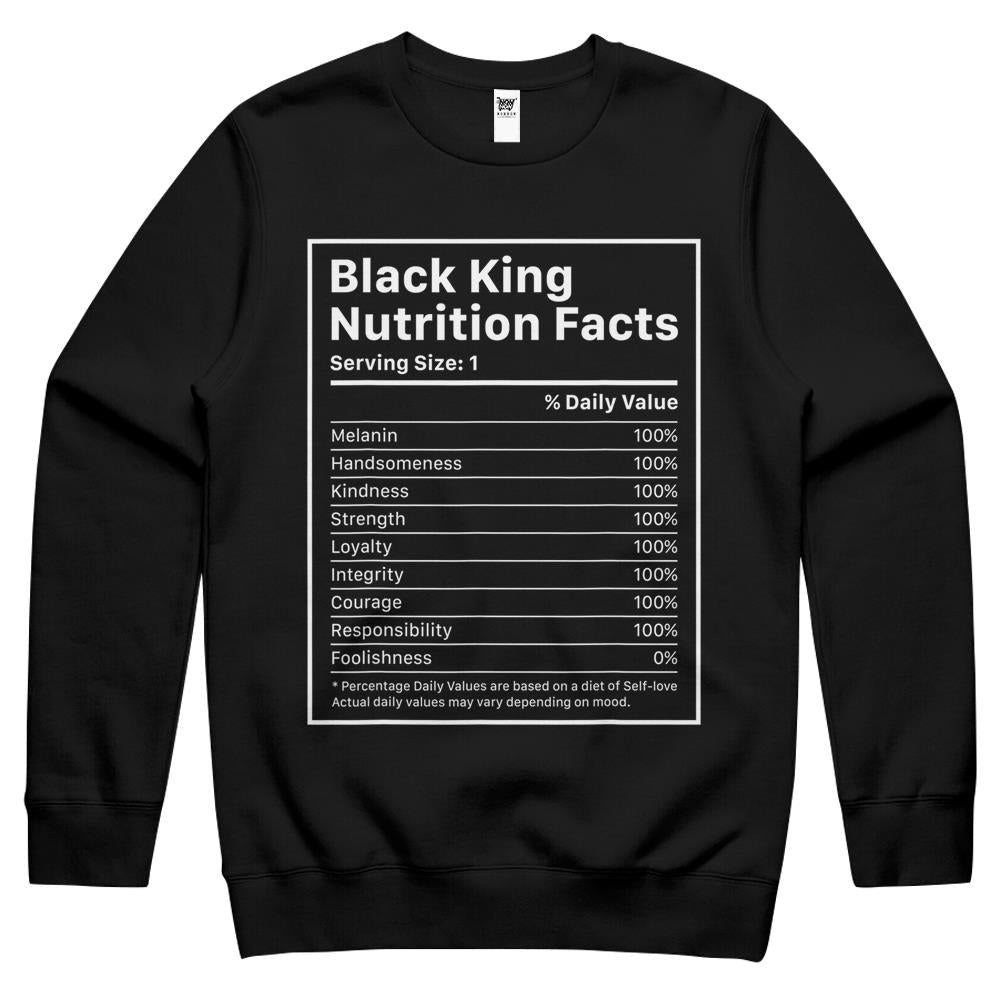 Nutritional Facts Shirt, Nutritional Facts Crewneck Sweatshirt, Black King Nutrition Facts Shirt, Black King Nutritional Facts Black History Month Shirt Crewneck Sweatshirt