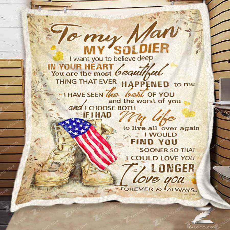 Zalooo – Custom Fleece Blanket – ARMY – To my Man – I choose both