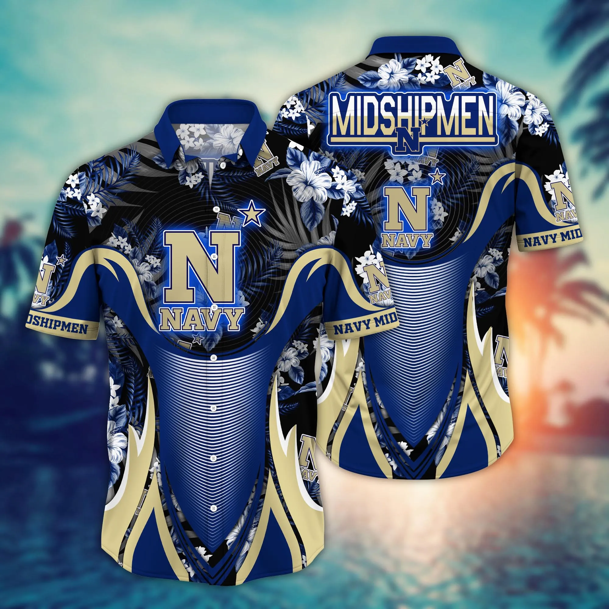 Navy Midshipmen NCAA Hawaiian Shirt Sprinklers Aloha Shirt