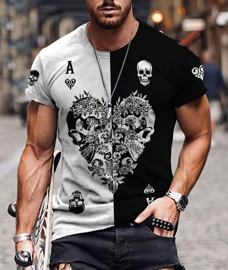 Ace Heart Skull Gothic Art 3D All Over Printed Unisex Shirts