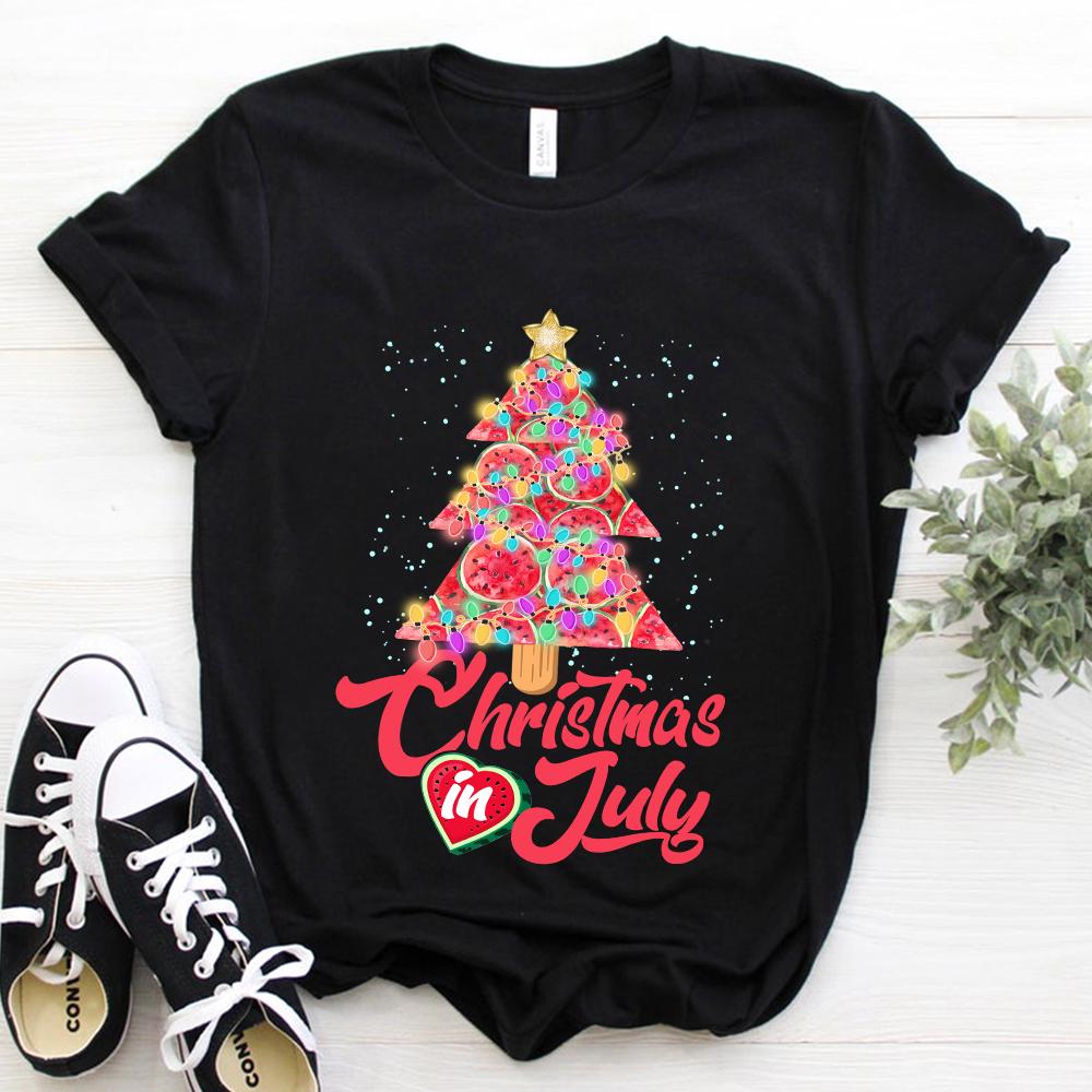 Christmas In July Summer Design Melon Christmas Tree Summer Unisex T Shirt (Copy)
