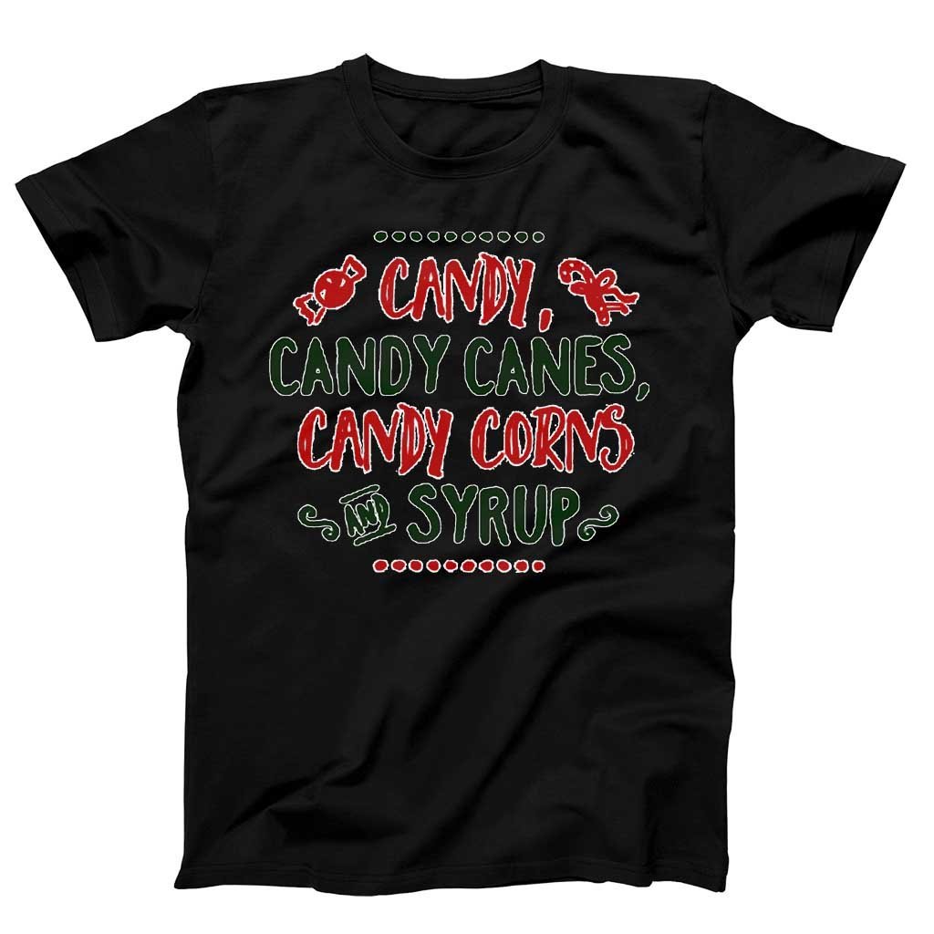 Christmas 4 Main Food Groups Candy Cane Elf Christmas Gender Nuetral Christmas Men’S T-Shirt