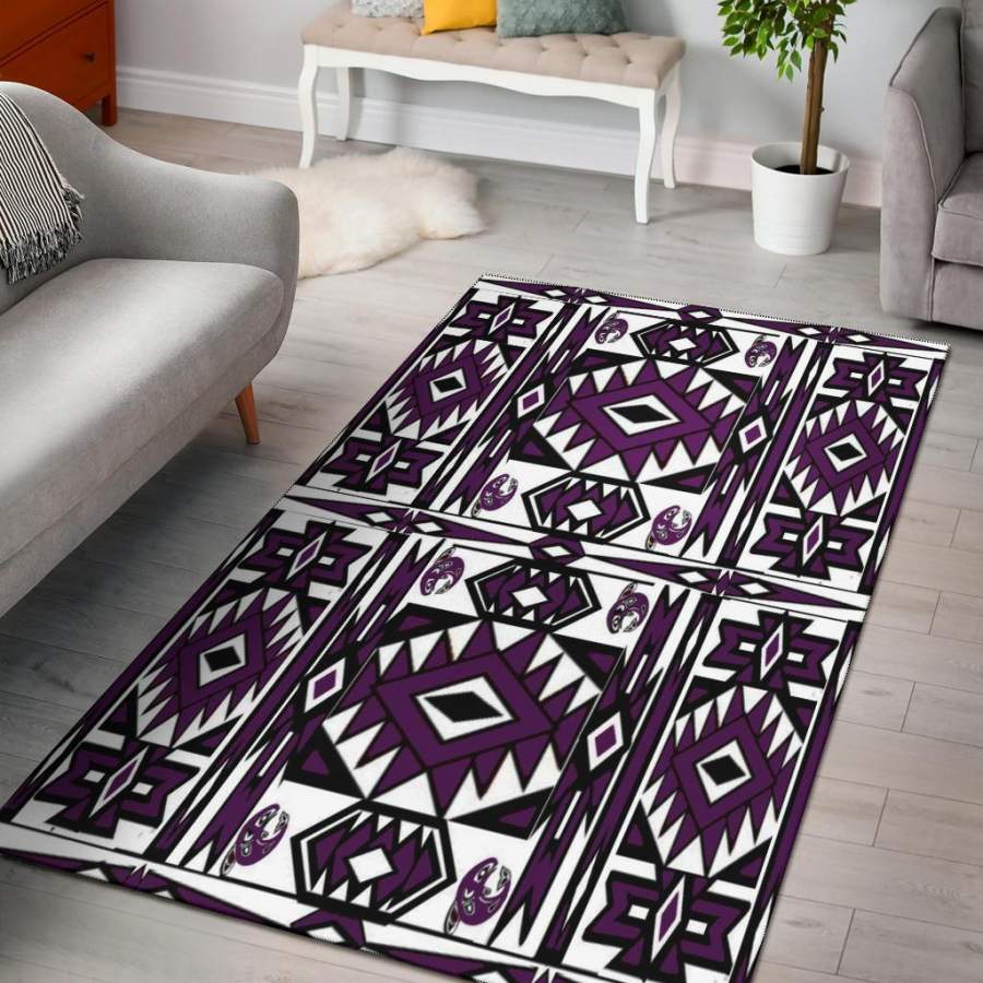 Native Stylish Area Rug Great for any Room Black Bottom  (purple)