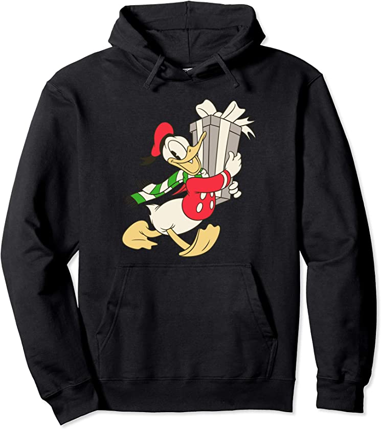 Vintage Donald Duck Holiday Present Pullover Hoodie