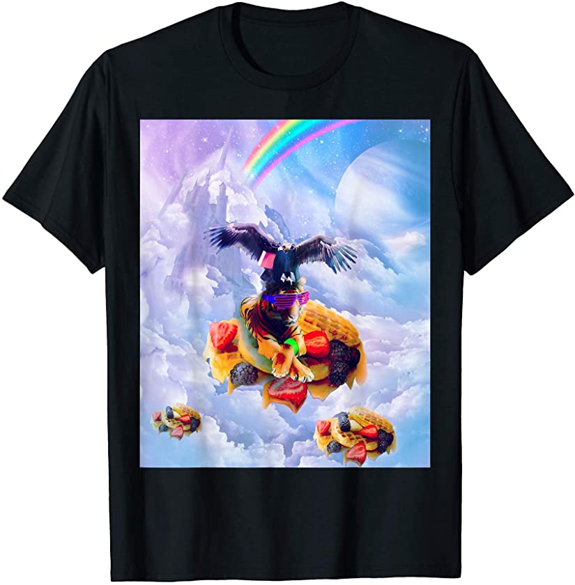 Vulture Riding Tiger On Clouds And Waffles T-Shirt