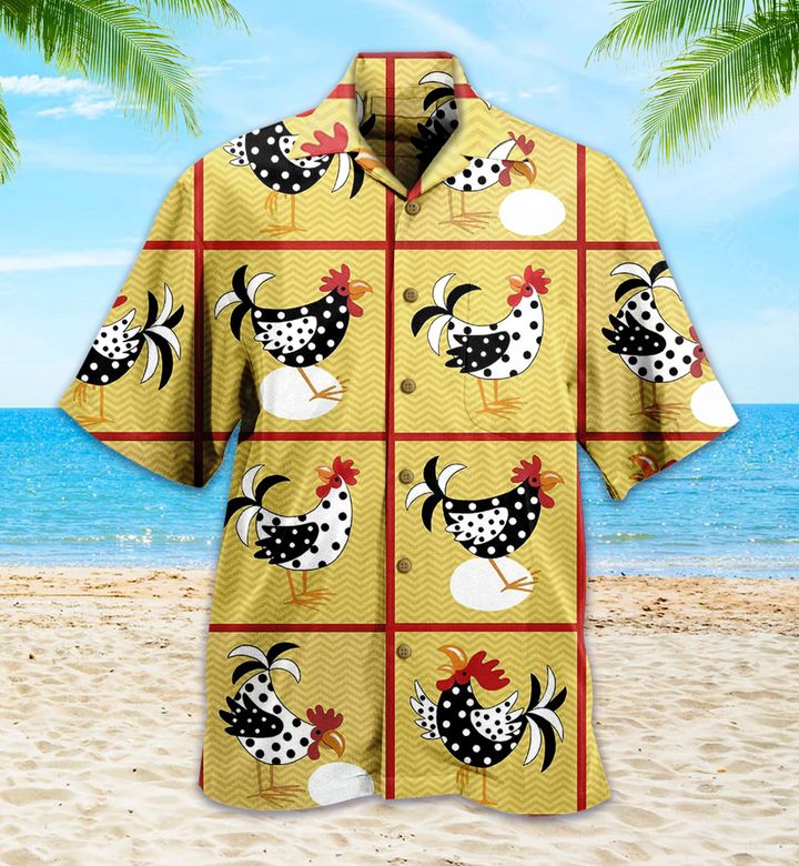 Chicken Cute Pattern Yellow Hawaii Shirt Ha16987