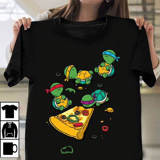 Turtle animals wallpaper tumbir lockscreen eating a piza T shirt hoodie sweater G95