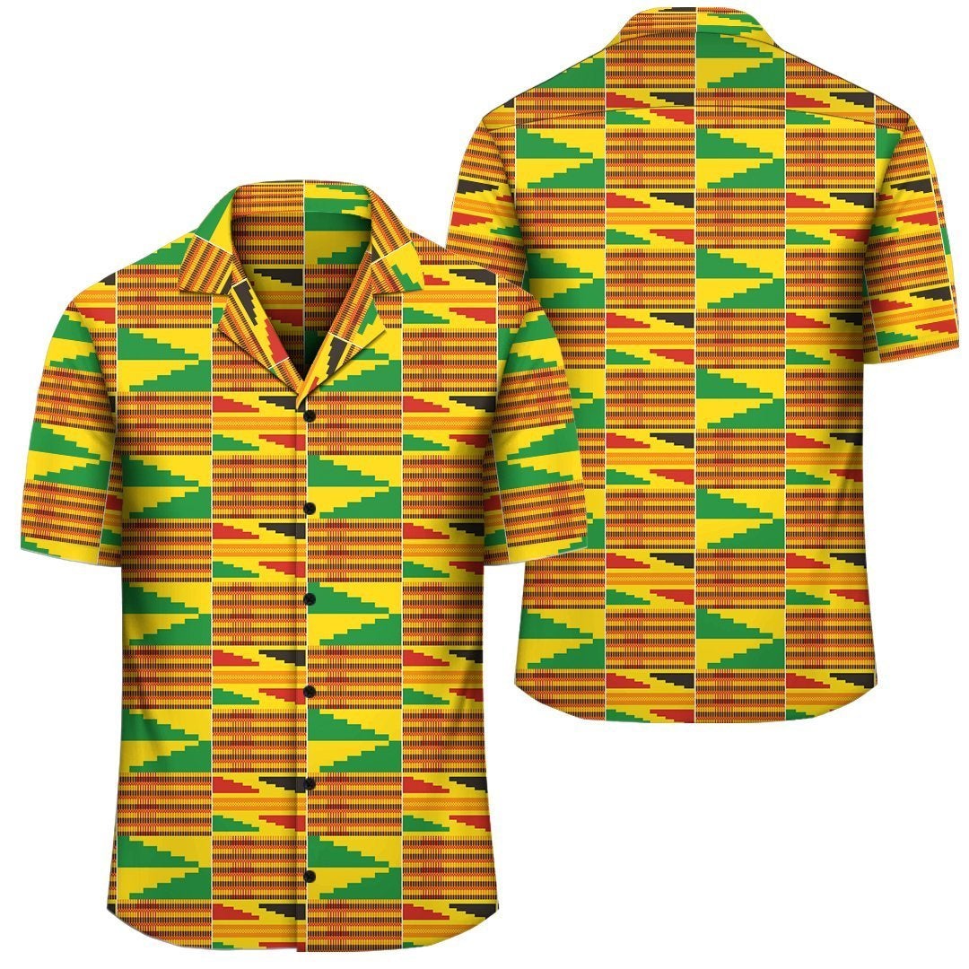 Africa Hawaiian Shirt – Kente Hawaiian Shirt Geometrical Pattern