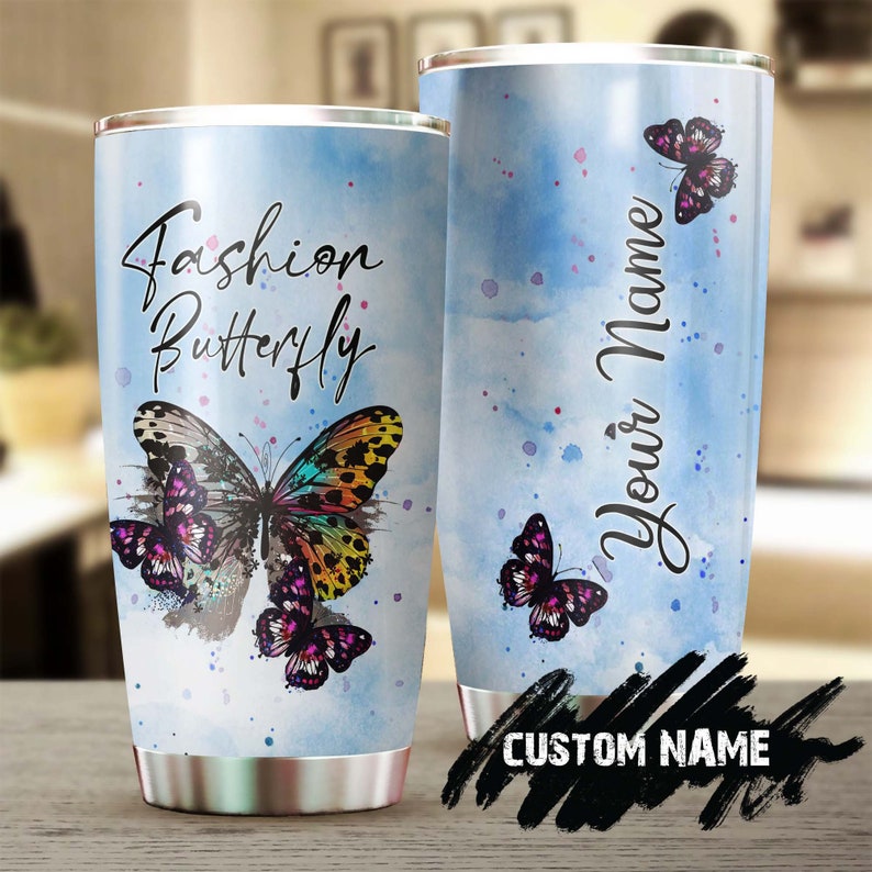 Butterfly Fashion Gorgeous Personalized Butterfly Tumbler-Unique Gift Tumbler-Birthday Gift Christmas Gift For Butterfly Lover For Her