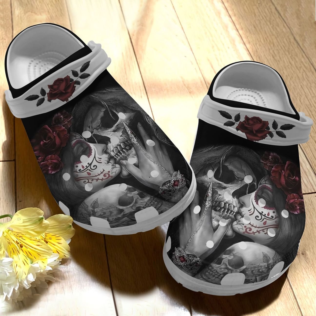 Skull Personalized Clog, Custom Name, Text, Color, Number Fashion Style For Women, Men, Kid, Print 3D Death Kiss