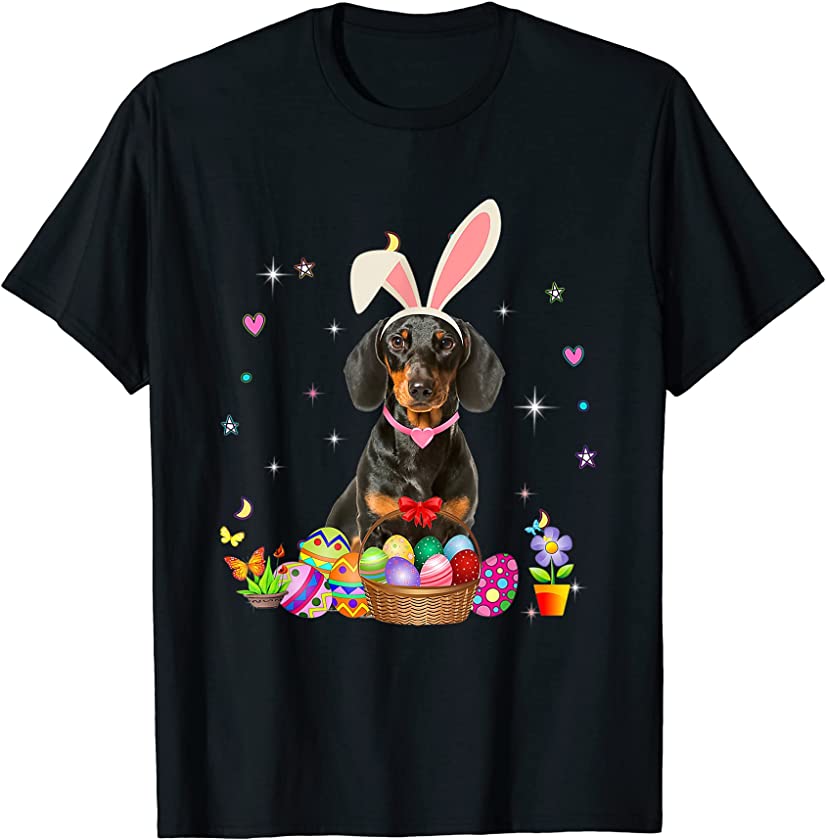 Cute Dachshund Easter Day Bunny Eggs Easter Costume Womens T-Shirt