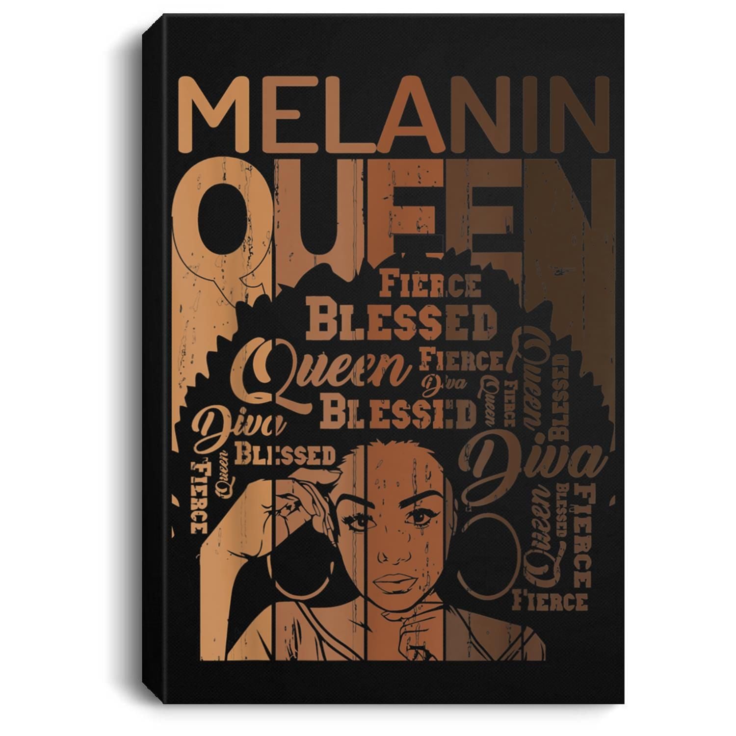 Melanin Queen African American Strong Black Natural Women Portrait Canvas