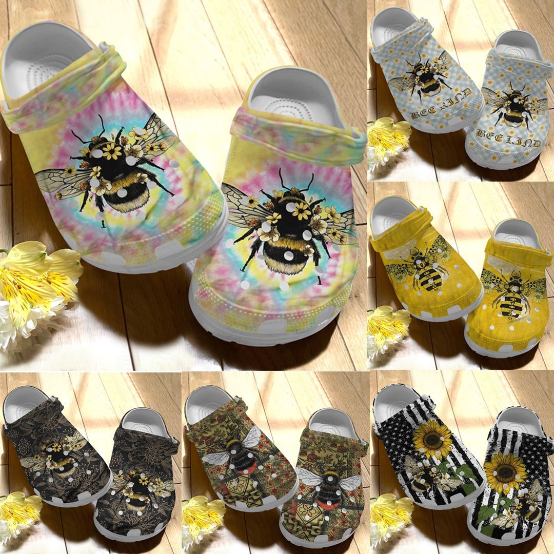 Bee Personalize Clog, Custom Name, Text, Fashion Style For Women, Men, Kid, Print 3D Bee Collection