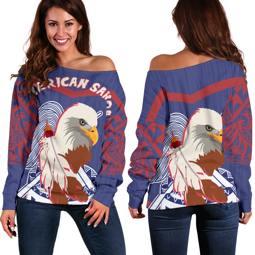 American Samoa The Eagle With Polynesian Pattern Shoulder Sweater