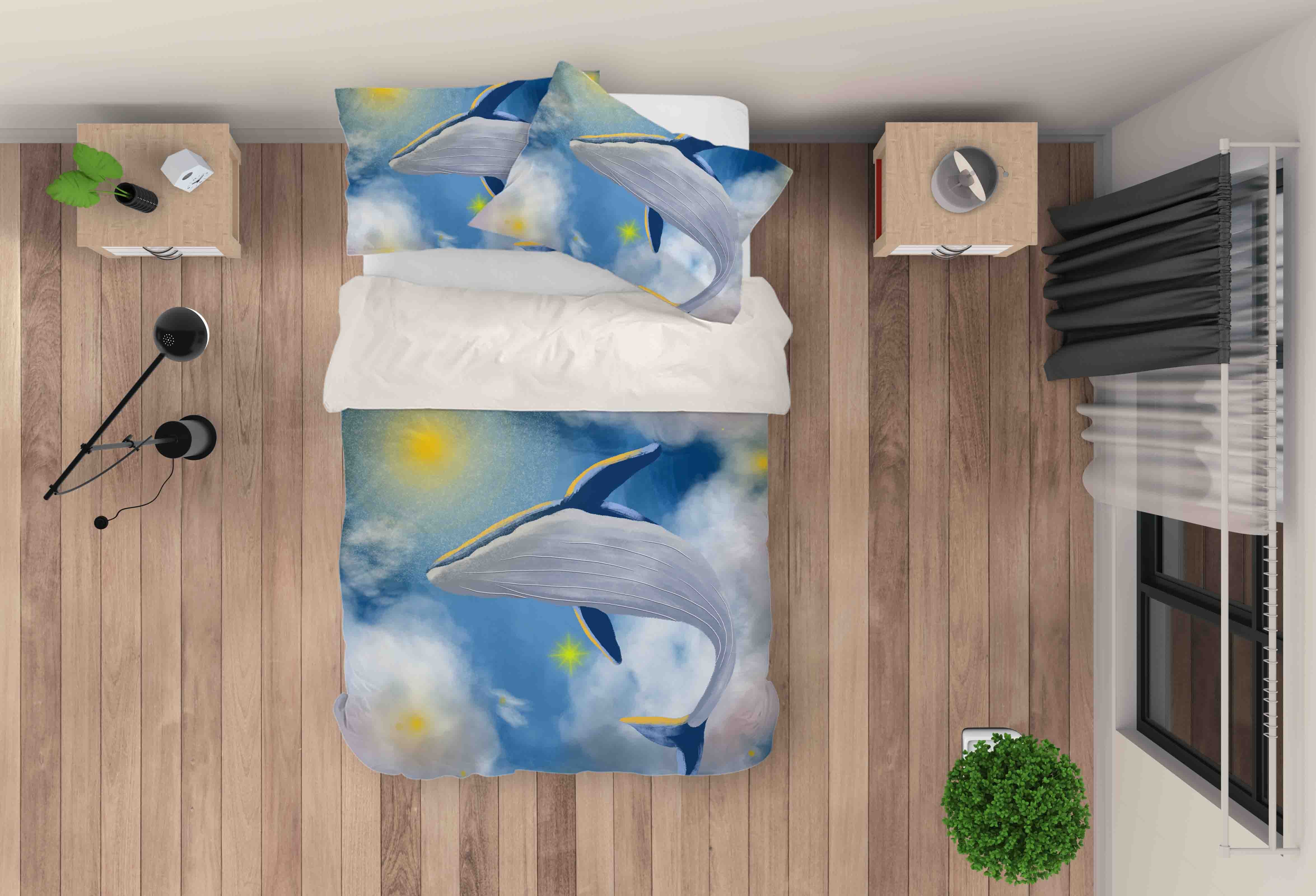 3D Blue Whale Quilt Cover Set Bedding Set Pillowcases 18