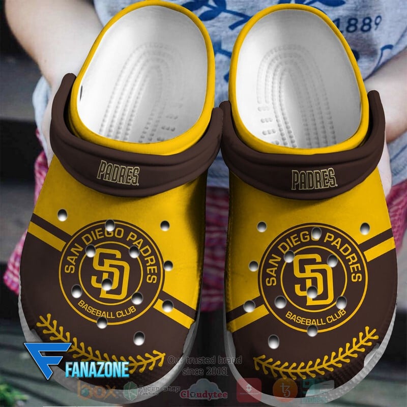 San Diego Padres Brown-Yellow MLB Sport Crocss Clogs Crocband Shoes Comfortable For Men Women and Kids