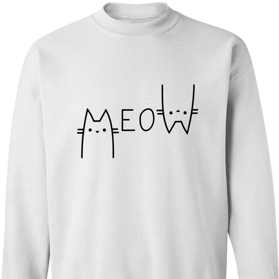 Main Store Women Cute Cat Shirt Funny Meow Graphic Sweatshirt Casual Cat Lover – Trending Personalized