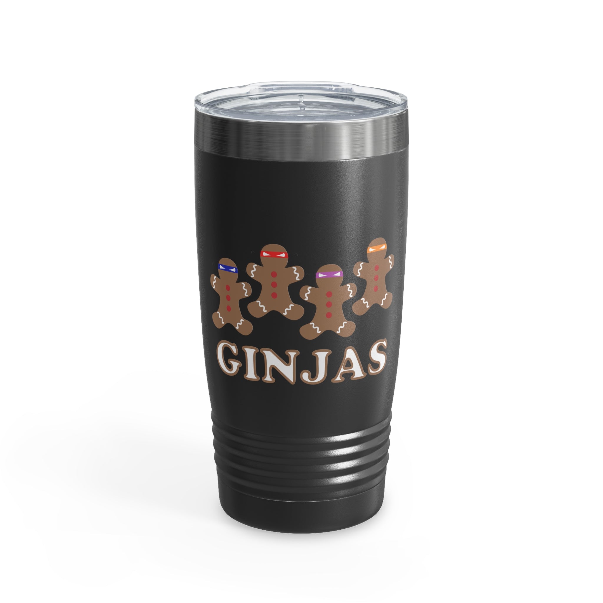 Cool Novelty Christmas Ninjabread Tee Shirt Gift | Cute Funny Gingerbread Ninja Ginjas Graphic Men Women Tshirt Ringneck Tumbler, 20Oz