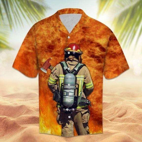 Proud Firefighter On Fire Hawaii Aloha Shirts Ha33522