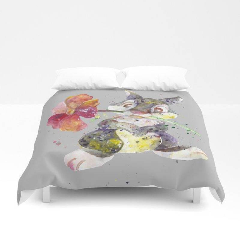 3D Bunny With Flower Duvet Cover Bedding Sets