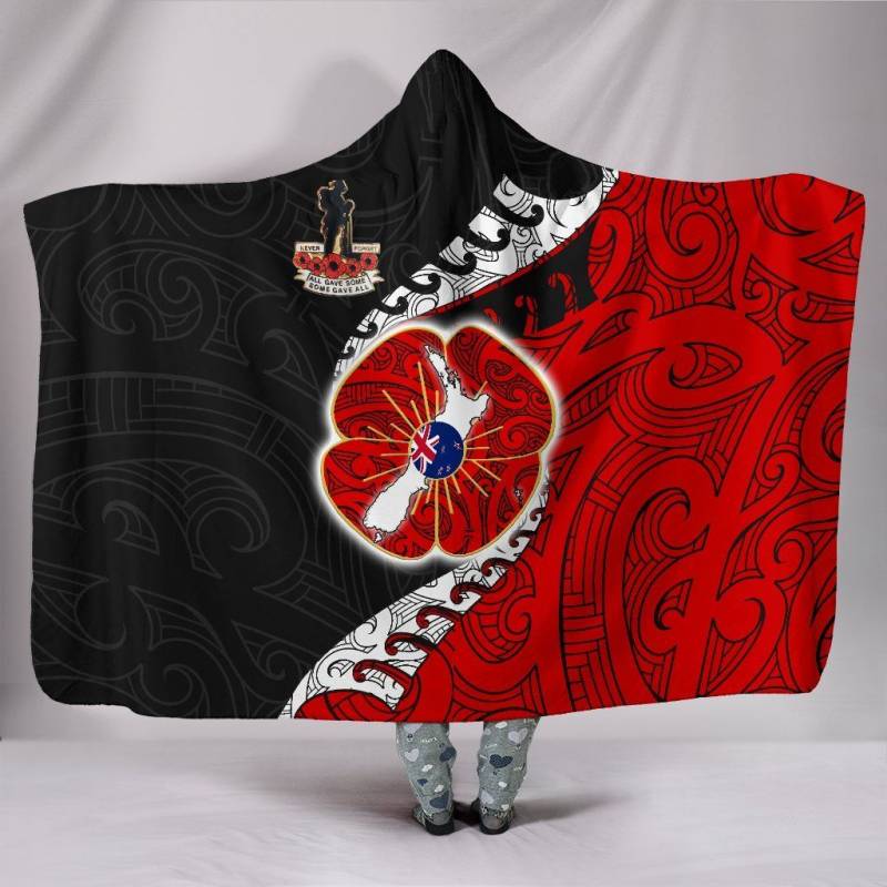 Anzac New Zealand Lest We Forget Poppy Hooded Blanket K4