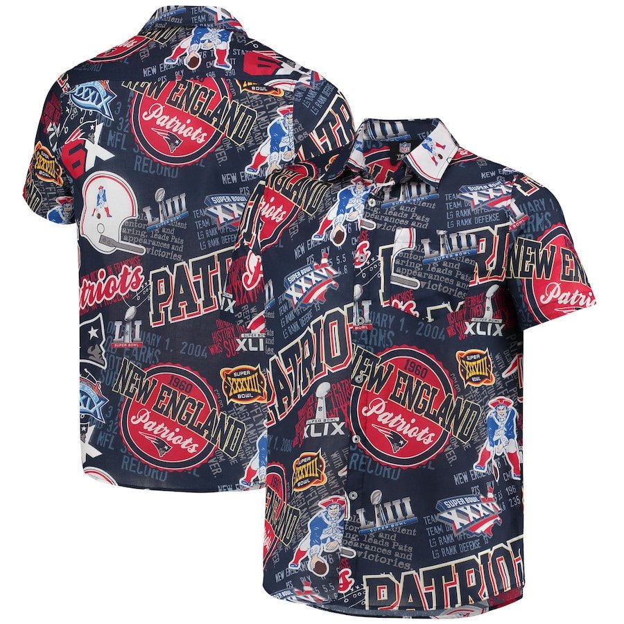 New England Patriots Navy Thematic Hawaii Shirt Ha84562