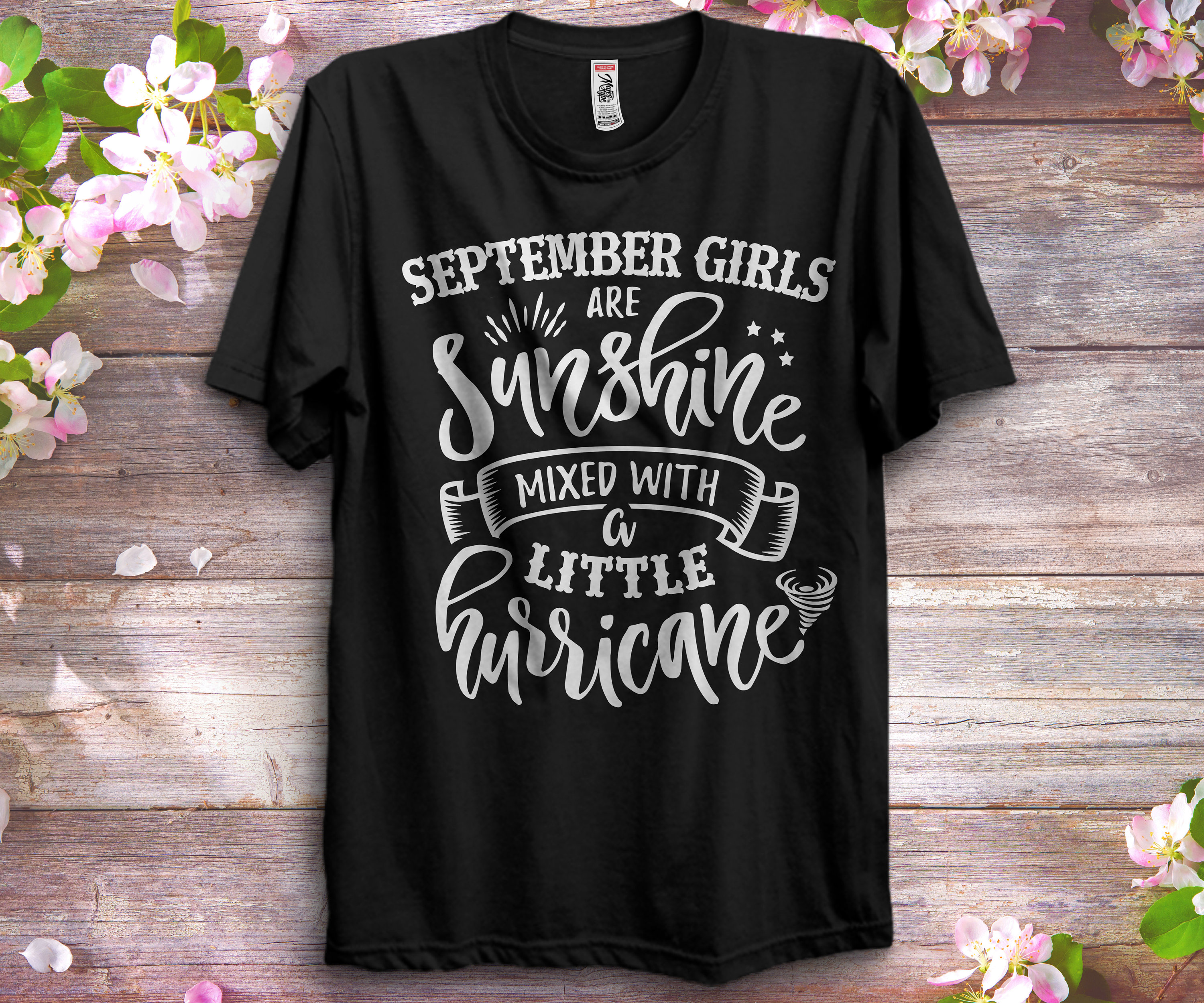 September Girls Are Sunshine Mixed with Little Hurricane Birthday Girls Shirt, Shirts Women, Birthday T Shirts, Summer Tops, Beach T Shirts