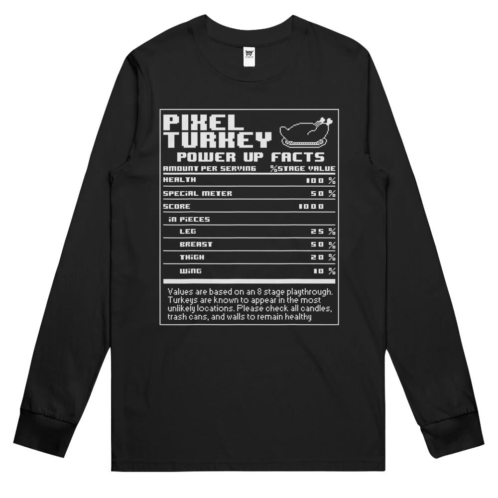 Nutritional Facts Shirt, Gamer Nutrition Facts Shirt, Turkey Nutritional Facts Pixel Classic Gamer Long Sleeve T Shirts