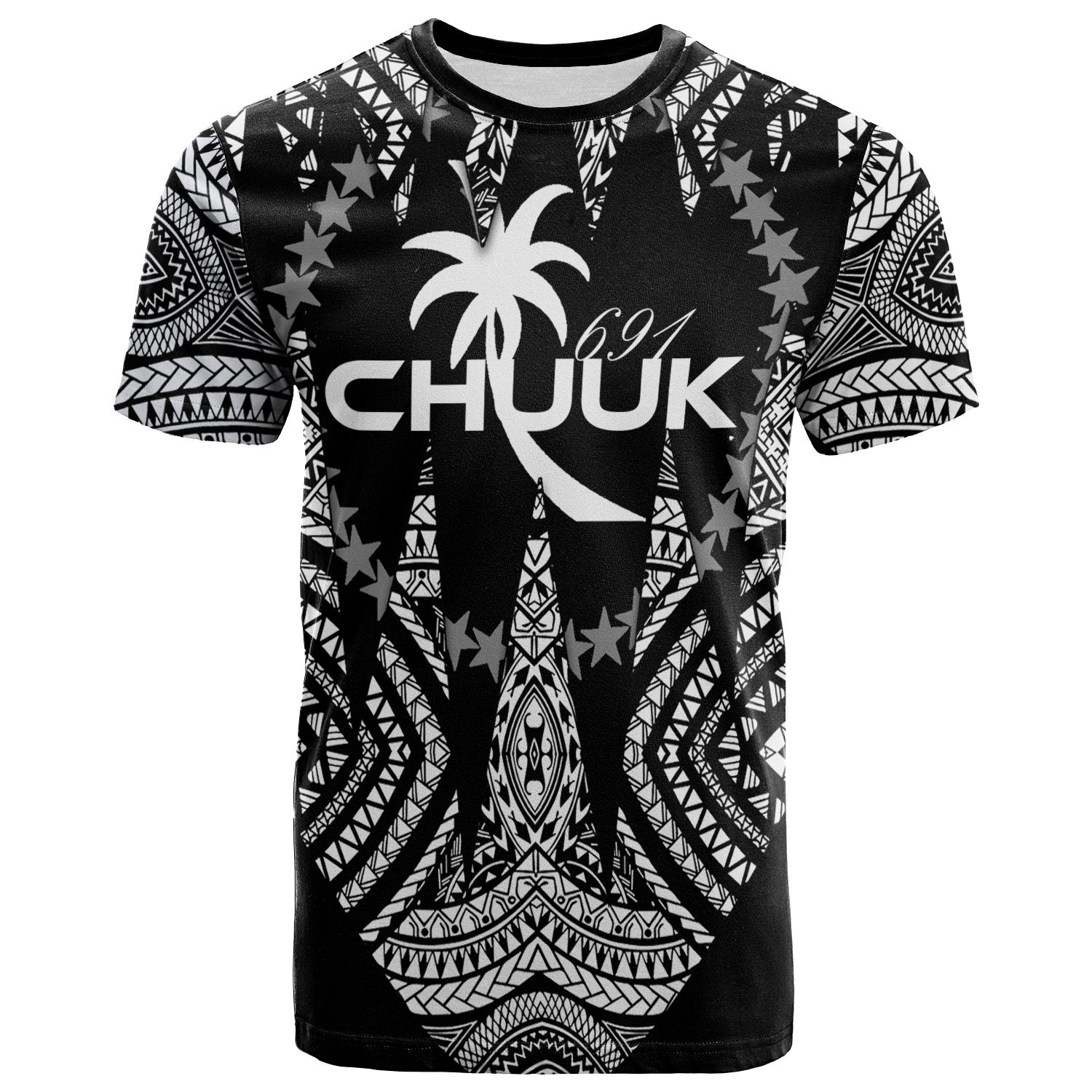 Chuuk T-Shirt – Micronesian Teeth Shark Style White