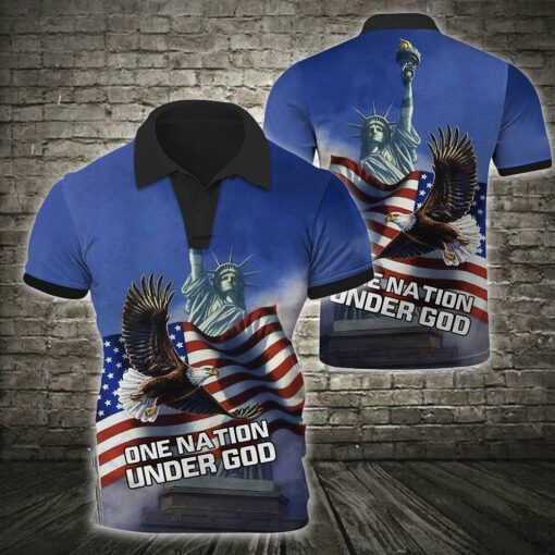One Nation Under God Polo Shirt For Patriotic, Christians