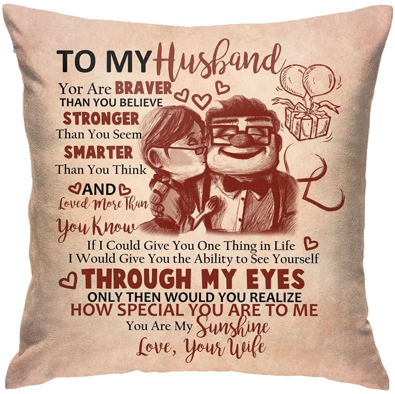 To My Husband Pillow From Wife Gifts For Men Birthday Gift Wedding Gift For Anniversary To My Soulmate Love Gift Couples Gifts