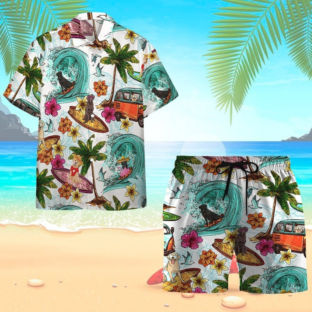 Labrador Retriever Surfing Summer Hawaii Shirts Swim Trunks Beach Shorts Vi Ha100780