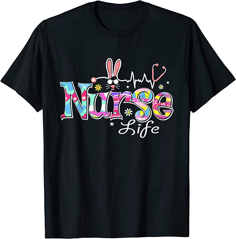 Cute Nurse Bunny Eggs Funny Easter Day Nursing Stethoscope T-Shirt