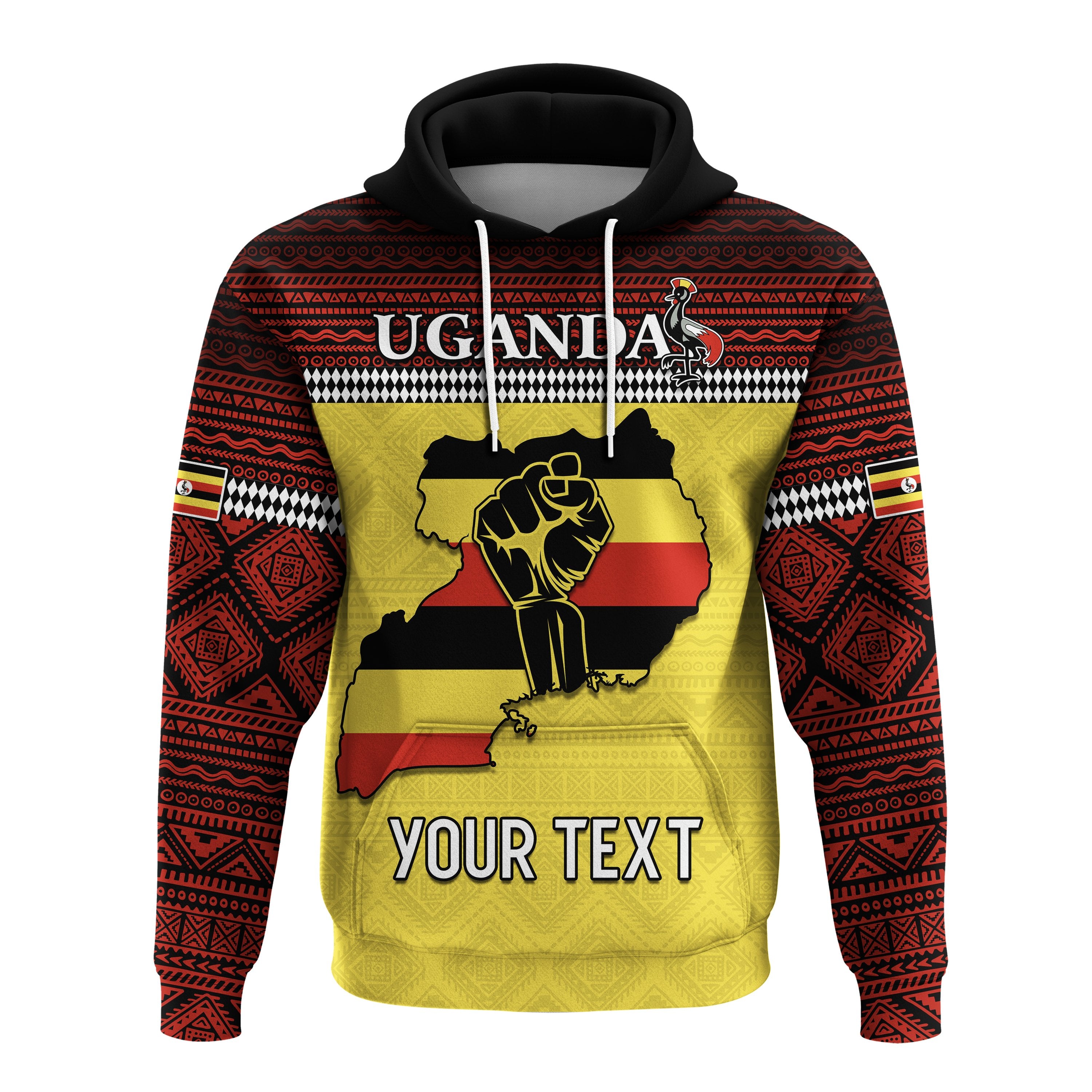 (Custom Personalised) Uganda Hoodie African Pattern People Power Our Power Lt13