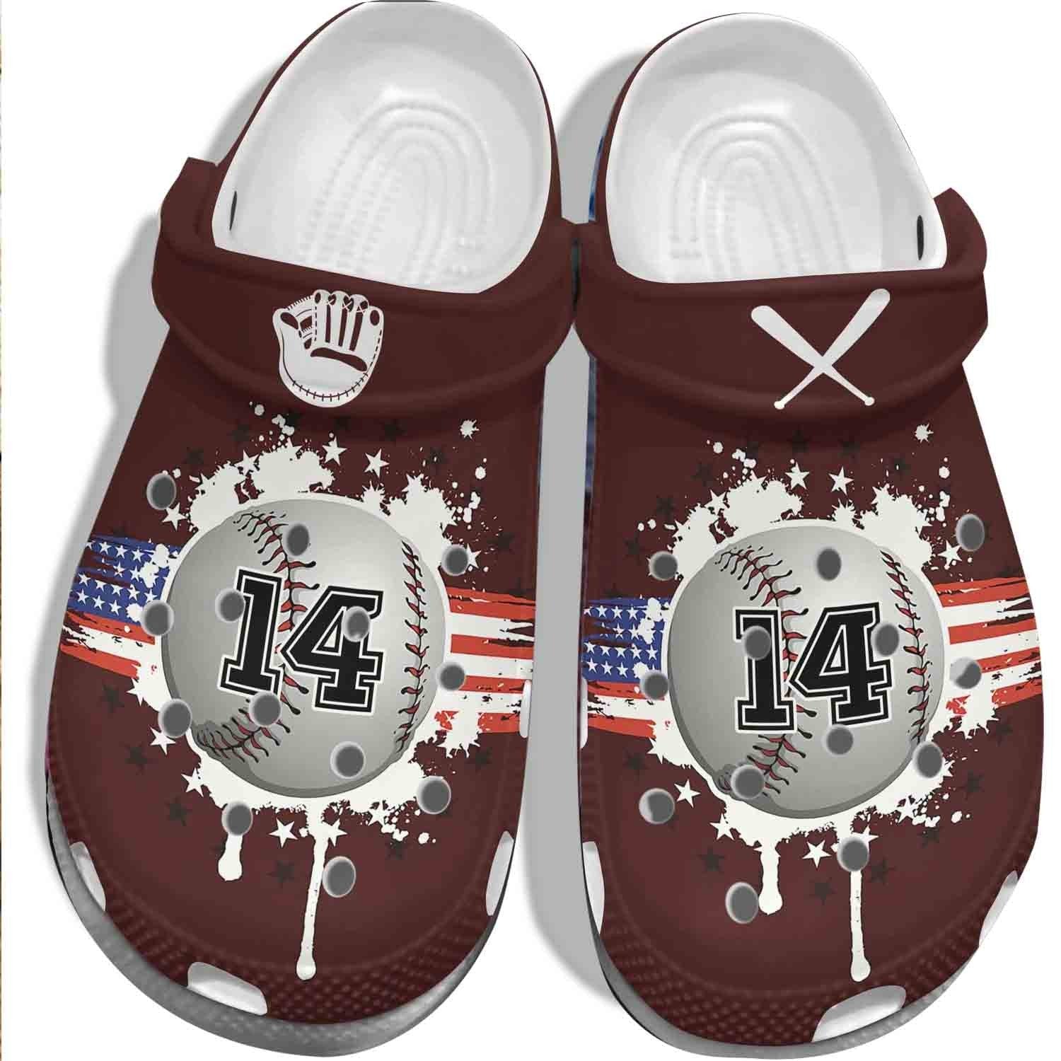 America Flag Baseball Vector Custom Shoe – 14Th Baseball Outdoor Crocs Shoes Clogs Birthday Gift For Men Husband Son – Gigo Smart