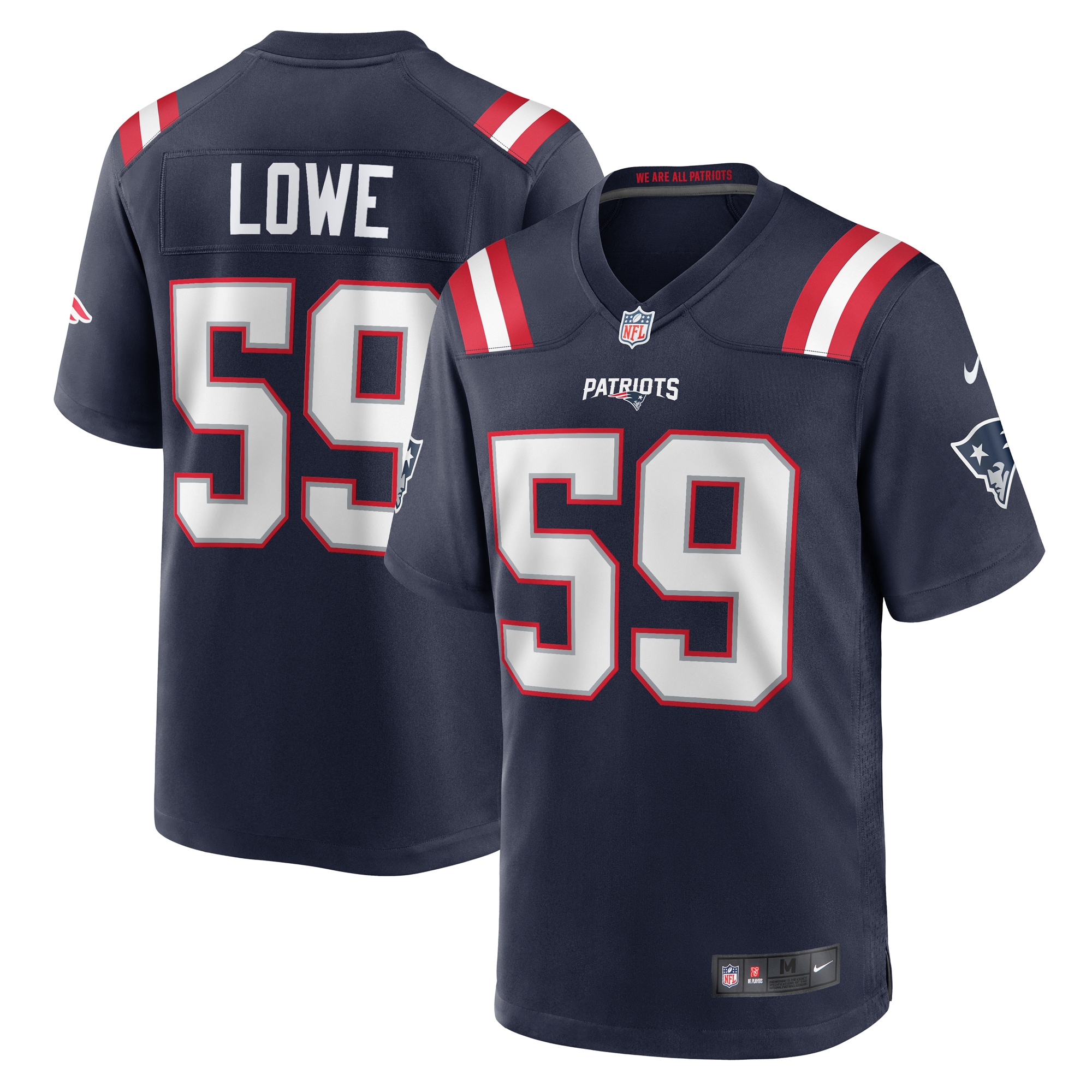 Men’s New England Patriots Vederian Lowe  Navy Team Game Jersey