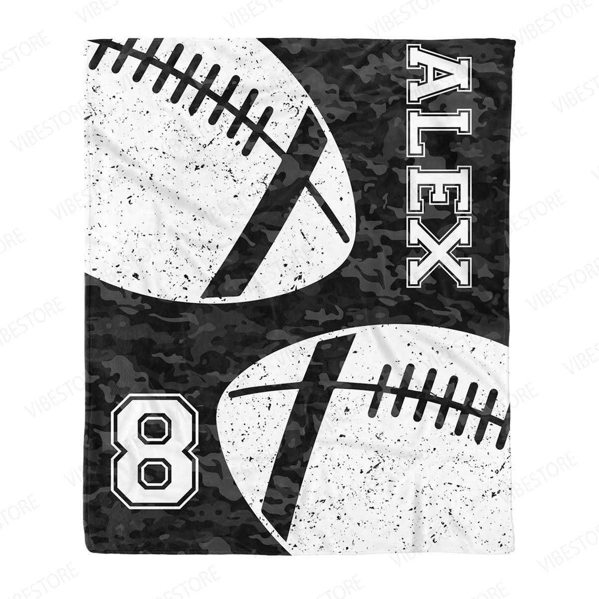 Camouflage Football Custom Text Name And Number Fleece Blanket