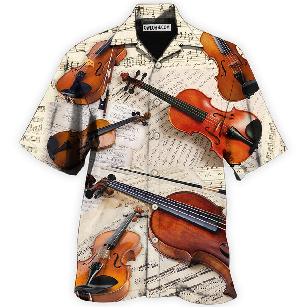 Violin Vintage Style Music Lover Paper – Hawaiian Shirt  – Owl Ohh