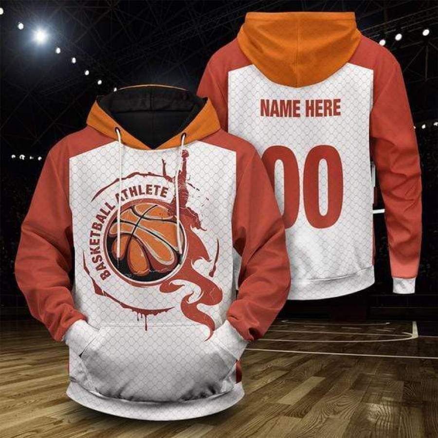 .Basketball Athlete Custom name & number Hoodie 3D All Over Print #V