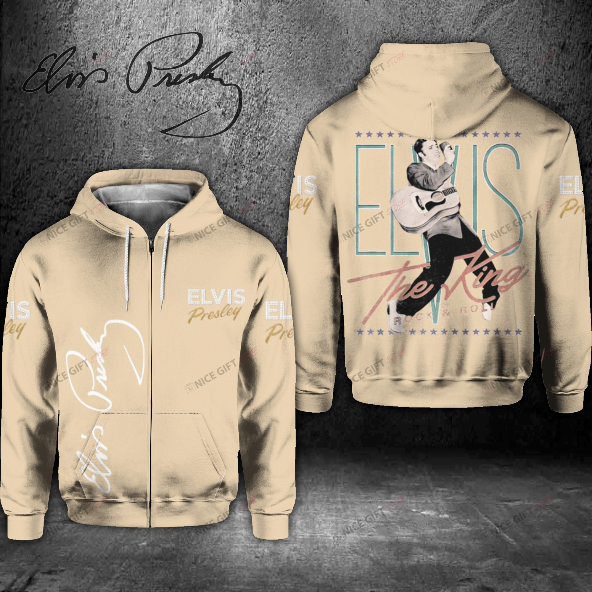 Elvis Presley Zip Hoodie 3D 3Zh-C4Z9