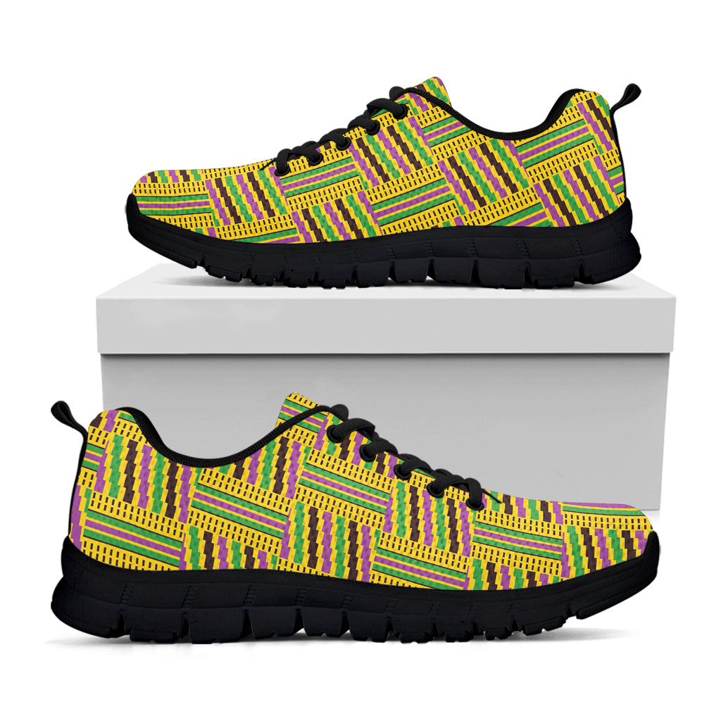 Ghana Kente Pattern Print Black Sneakers