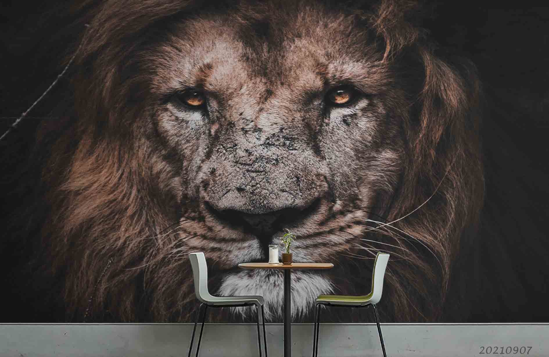 3D Animal Lion Wall Mural Wallpaper Lqh 92