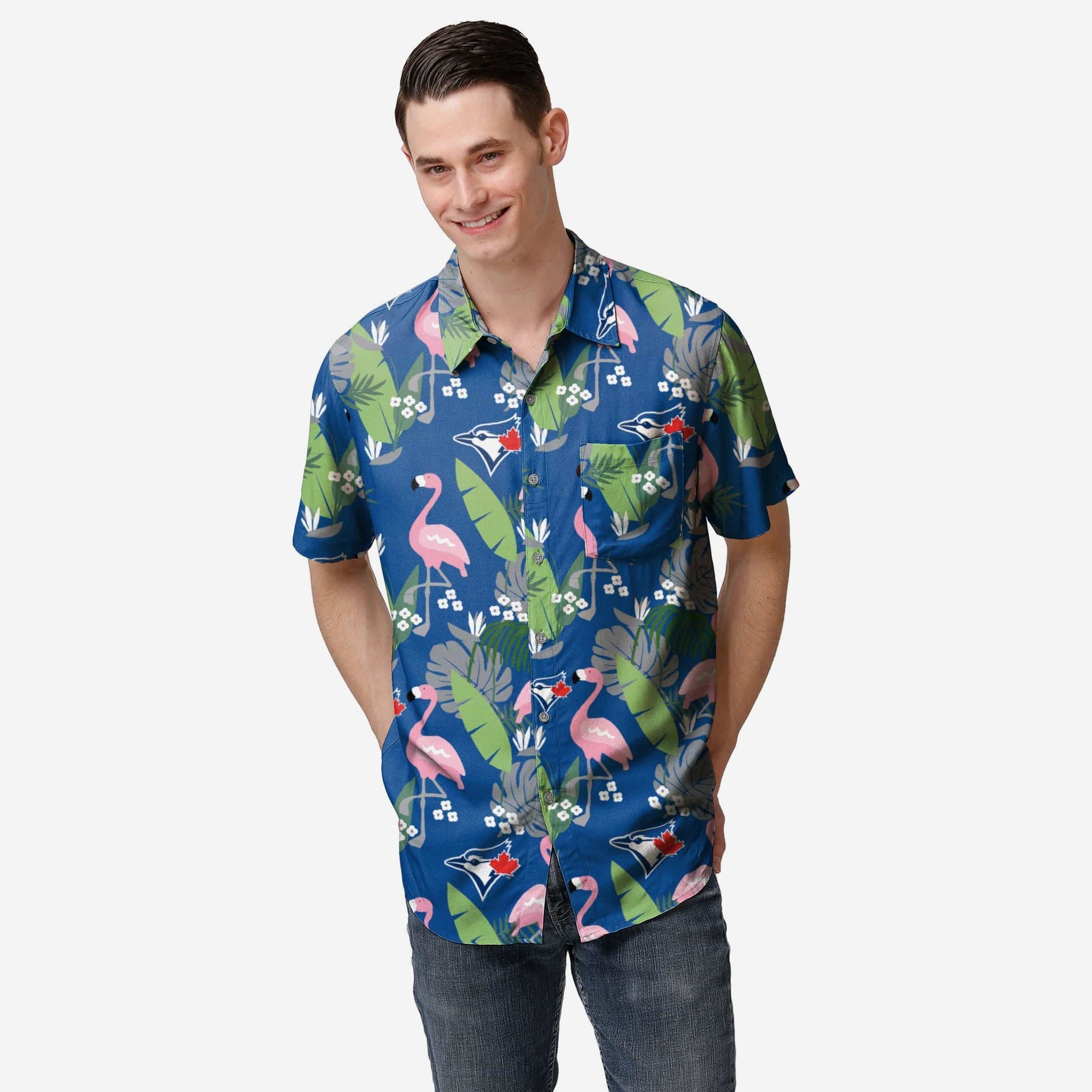 Toronto Blue Jays Floral Button Up Hawaii Shirt Ha100334