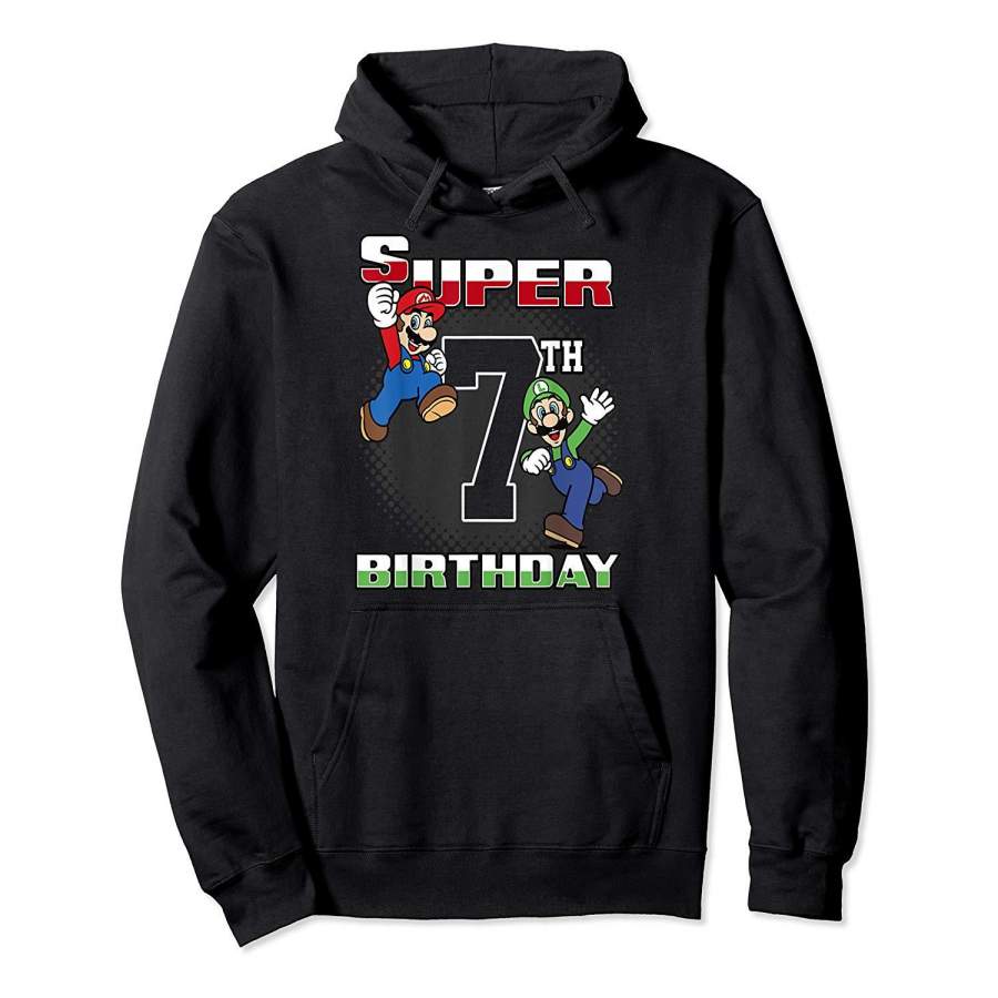 Super Mario And Luigi Super Birthday 7th Birthday Portrait Hoodie