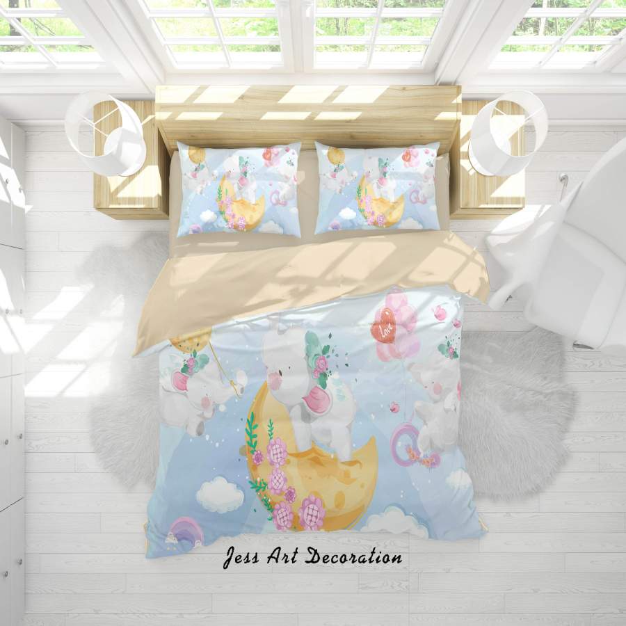 3D Cartoon Animal Sky Moon Quilt Cover Set Bedding Set Duvet Cover Pillowcases A354 LQH