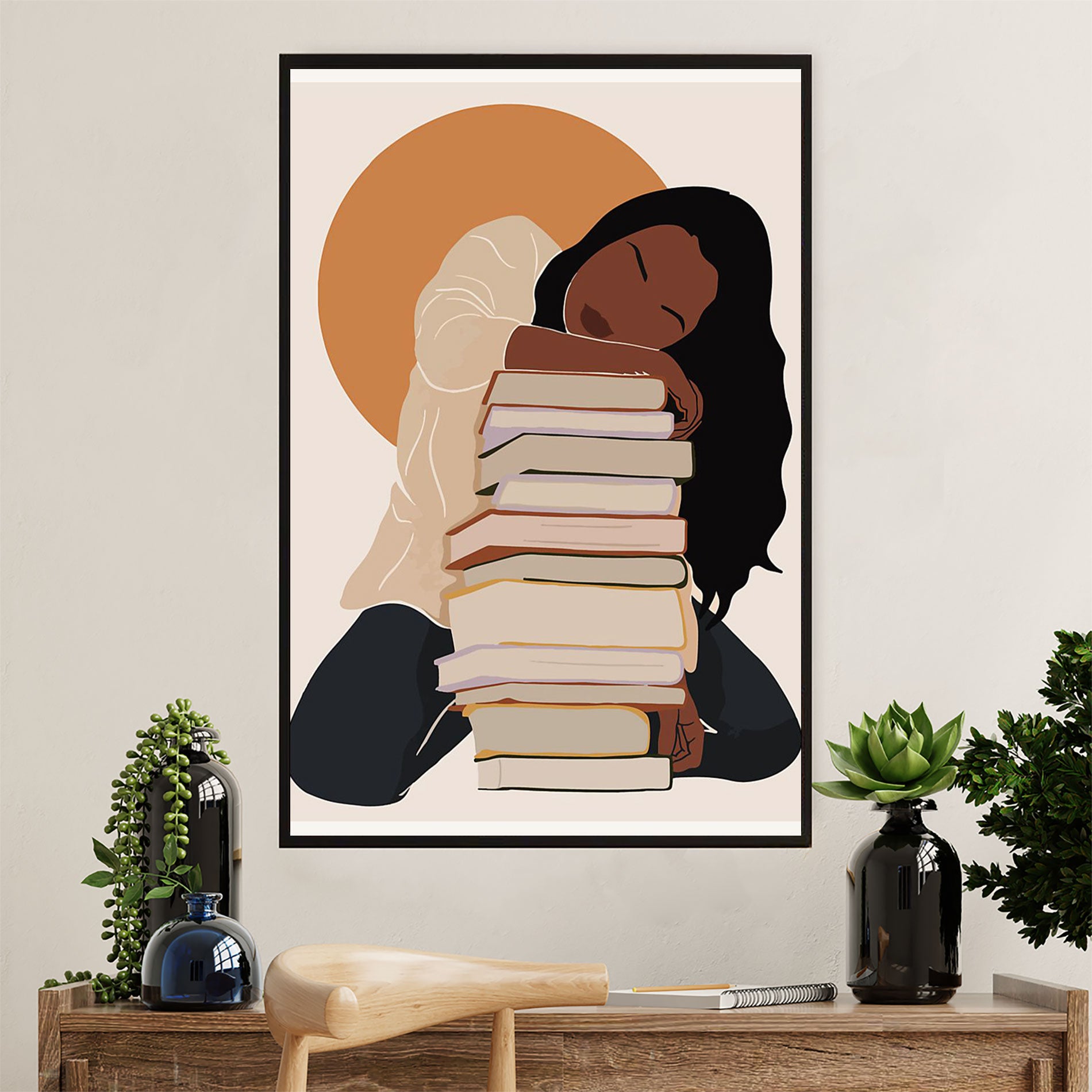 African American Afro Poster Prints | Girl & Books | Wall Art Gift For Black Girl